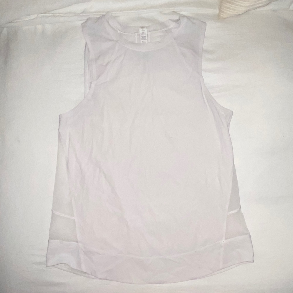 White Lululemon tank with mesh backing